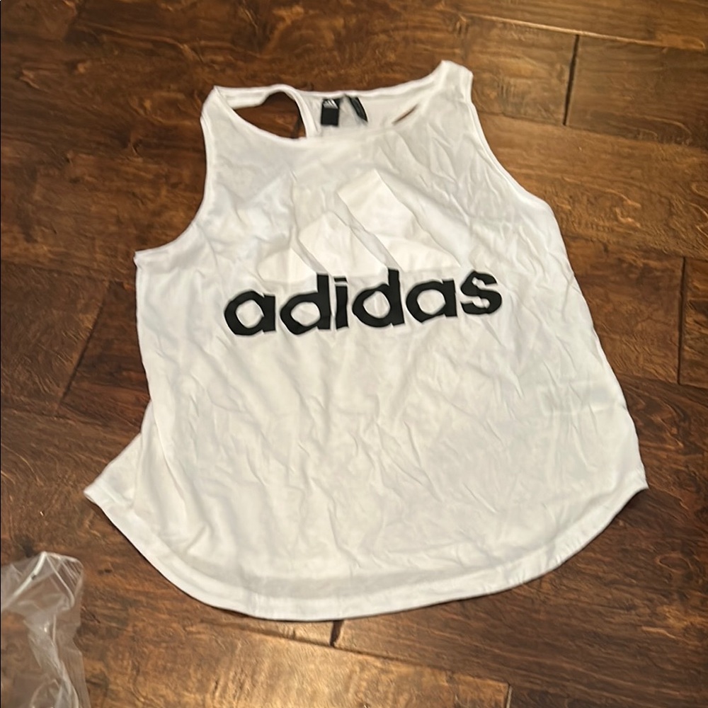 Adidas White Sleeveless Tank Top